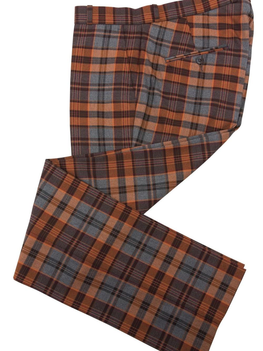 Relco Blue and Rust Tartan Check Trousers