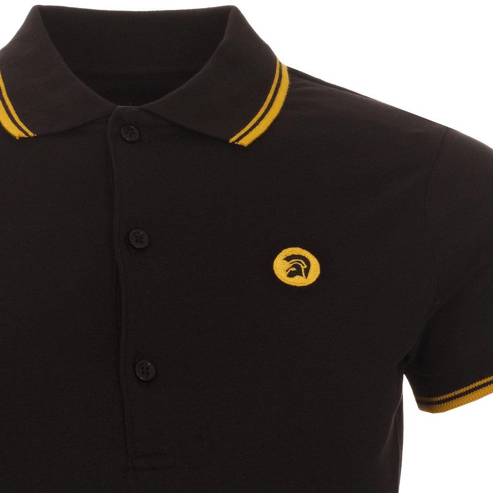 Trojan Records Womens Twin Tipped Polo Shirt Black w Yellow