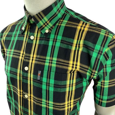 Trojan Records Jamaica Check Shirt With Pocket Square Black Thumbnail 2