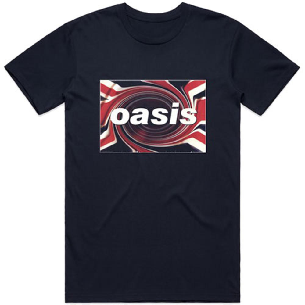 Oasis Swirly Union Jack Logo T Shirt Navy Blue