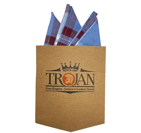 Trojan Records Jamaica Check Shirt With Pocket Square Sky Blue Thumbnail 5