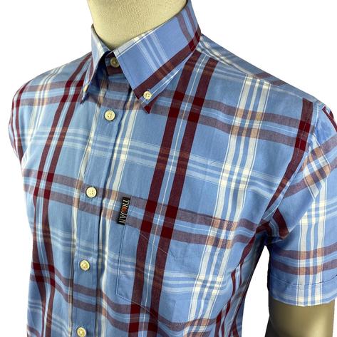 Trojan Records Jamaica Check Shirt With Pocket Square Sky Blue Thumbnail 2