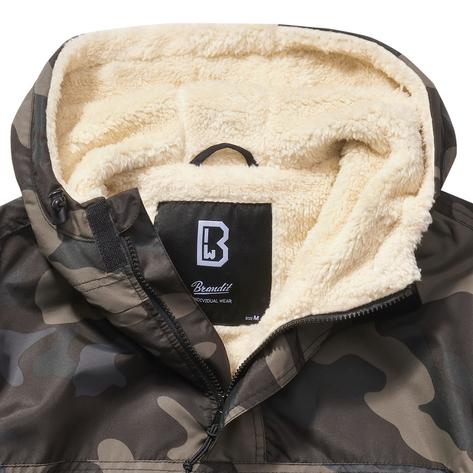 Brandit Windbreaker Borg Lined Hooded Cagoule Dark Camo Thumbnail 2