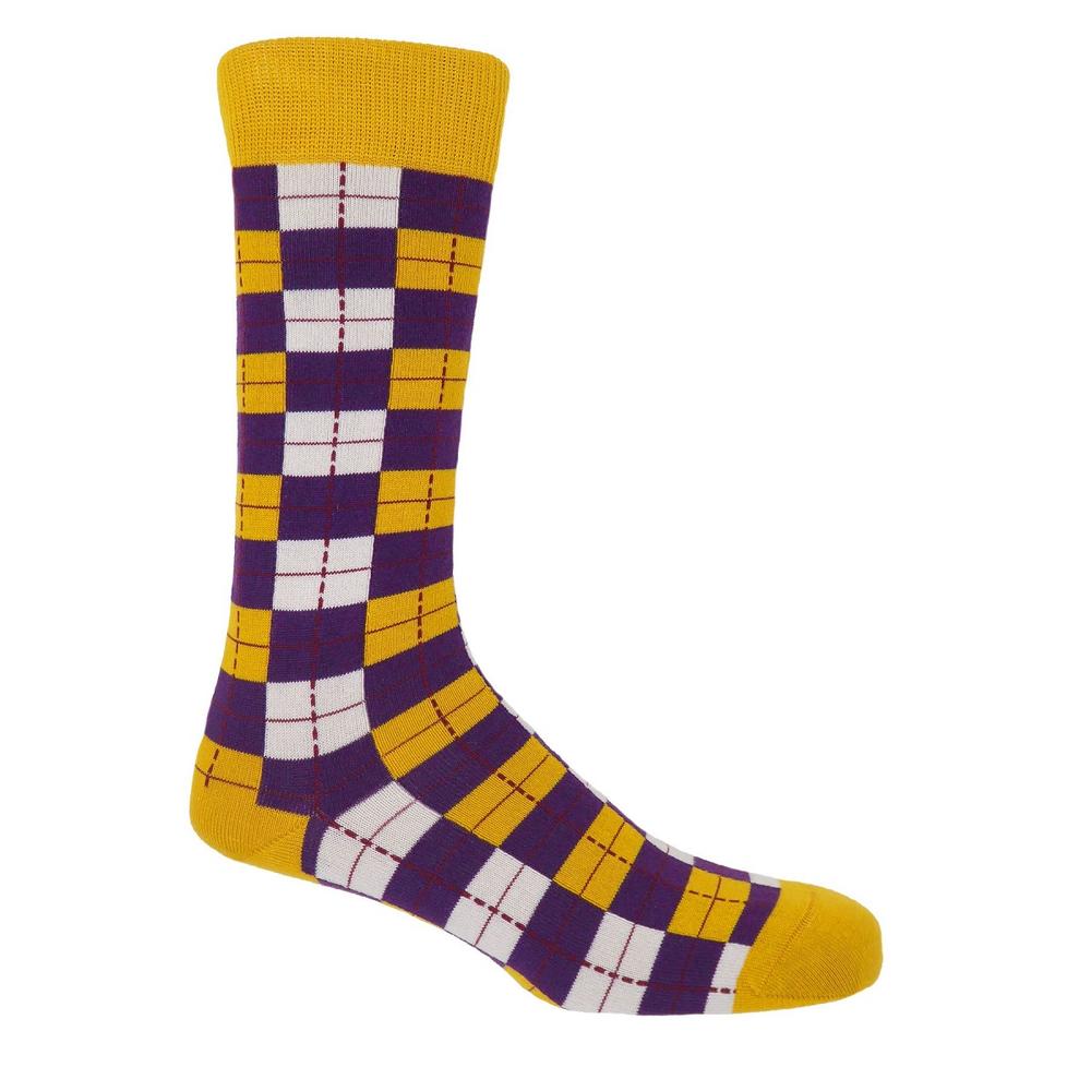 P H Cotton Mix Checkmate Socks Gold