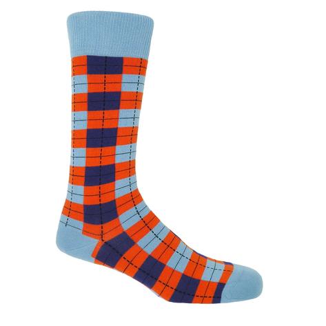 P H Cotton Mix Checkmate Socks Sky Thumbnail 1