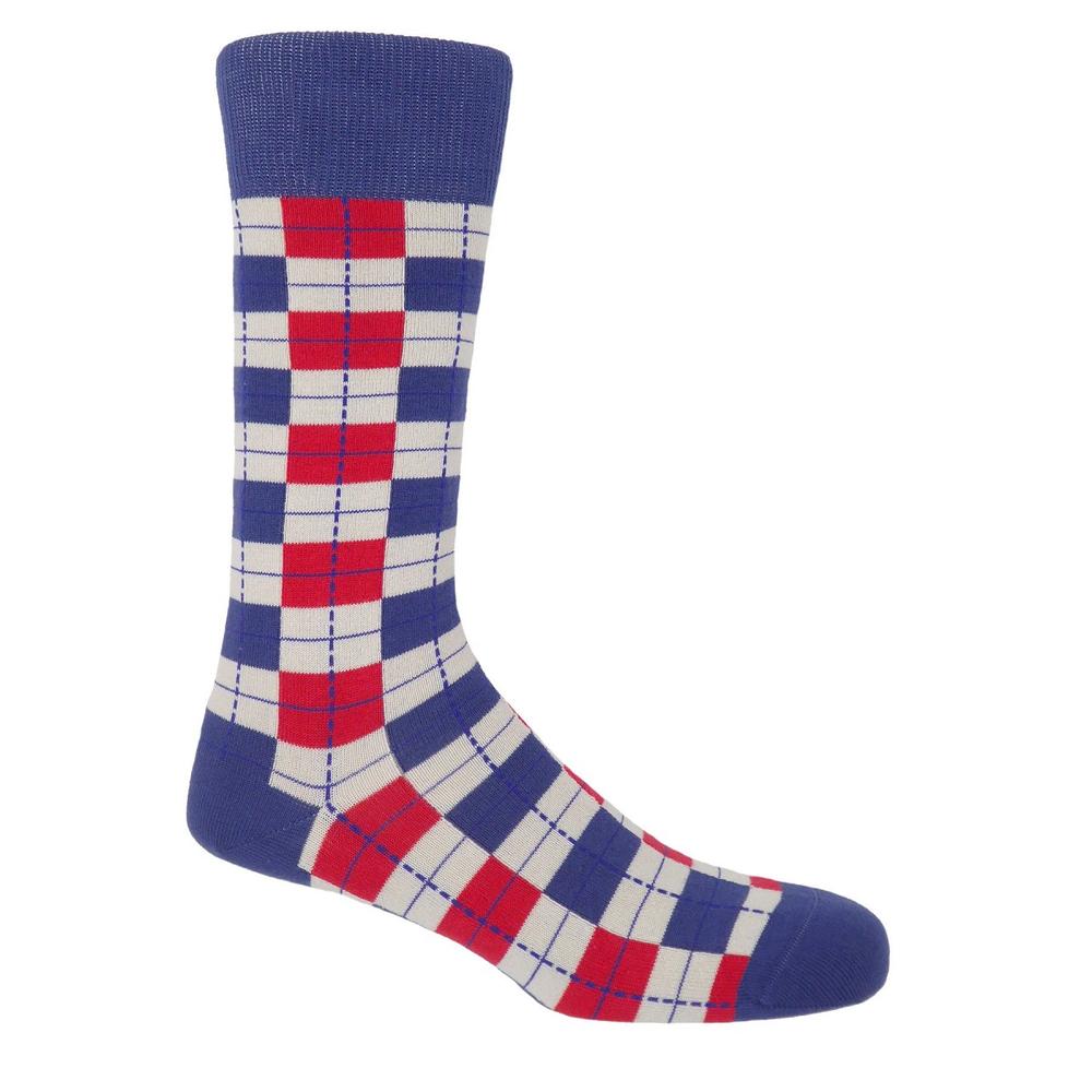 P H Cotton Mix Checkmate Socks Taupe | Adaptor Clothing