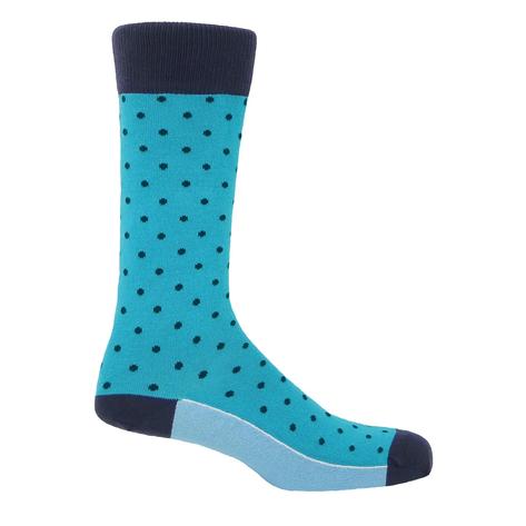 P H Cotton Mix Polka Dot Socks Azure Blue