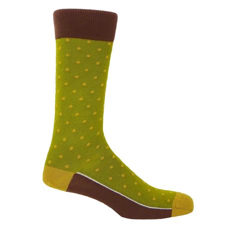 P H Cotton Mix Polka Dot Socks Olive