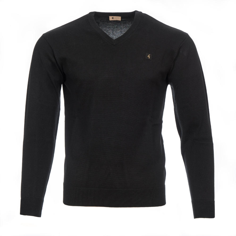 Gabicci Vintage Plain Knit V Neck Pullover Black