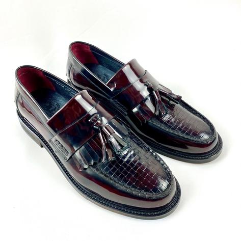 Delicious Junction Basket Weave Tassel Loafers Oxblood Thumbnail 3