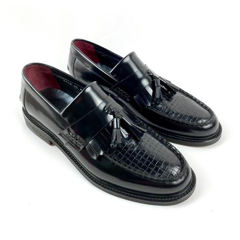 Delicious Junction Basket Weave Tassel Loafers Black Thumbnail 3