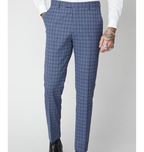 Gibson London Blue Check Trousers Thumbnail 2