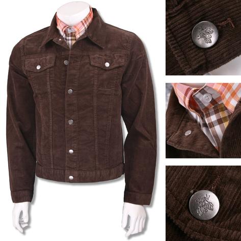 Run and Fly Mod Retro Trucker Jacket Corduroy Brown Thumbnail 2