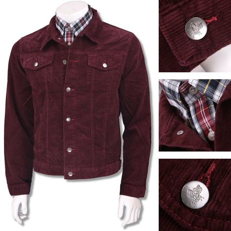 Run and Fly Mod Retro Trucker Jacket Corduroy Burgundy Thumbnail 2