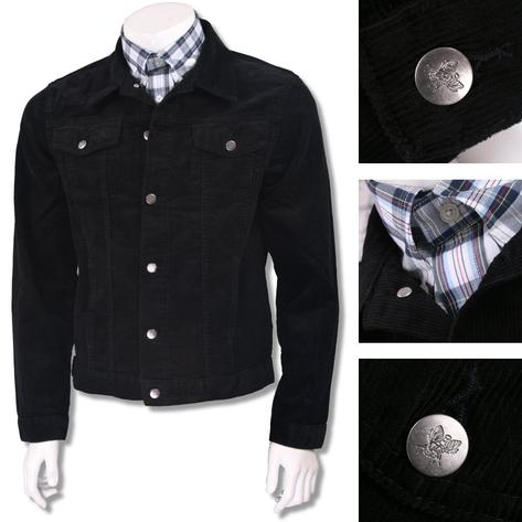 Run and Fly Mod Retro Trucker Jacket Corduroy Black Thumbnail 2