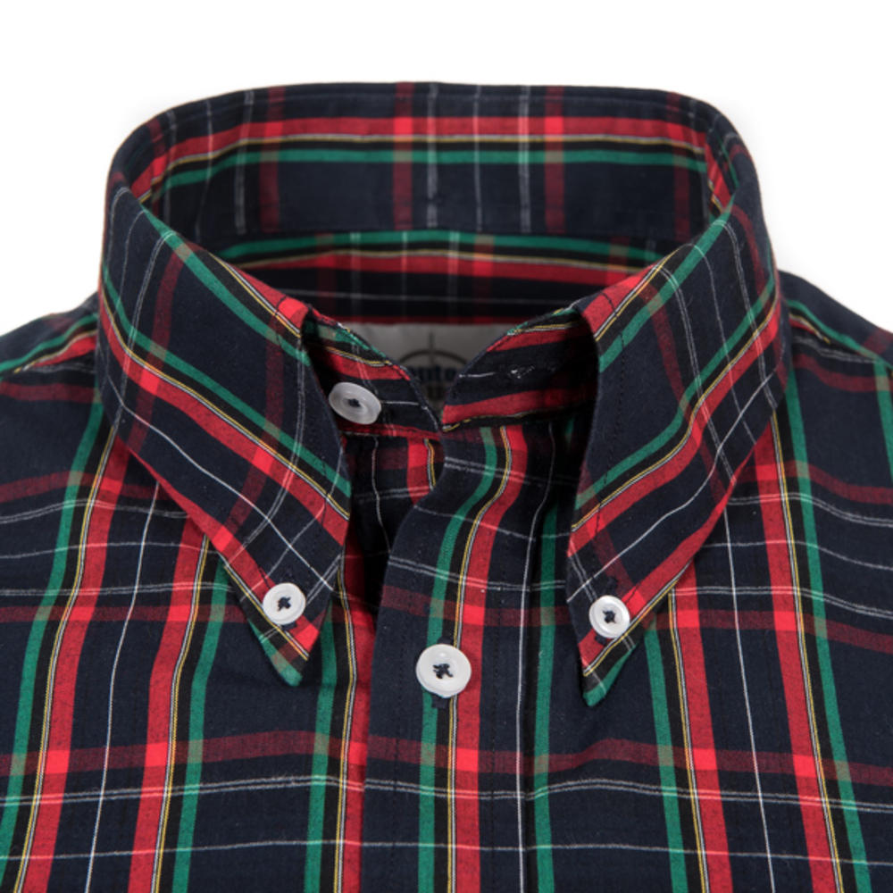 Adaptor Clothing Short Sleeve Spearpoint Collar Check Shirt Navy And Red