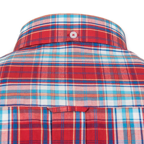 Adaptor Clothing Short Sleeve Spearpoint Collar Check Shirt Classic Red And Blue Thumbnail 3