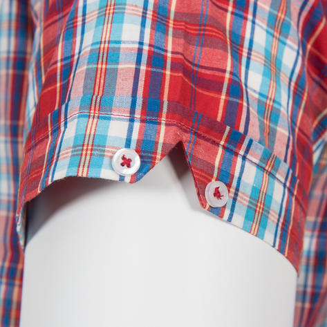 Adaptor Clothing Short Sleeve Spearpoint Collar Check Shirt Classic Red And Blue Thumbnail 4