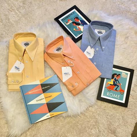 Adaptor Clothing L/S Spear Point Button Down Shirt Bengal Stripe Navy Thumbnail 6