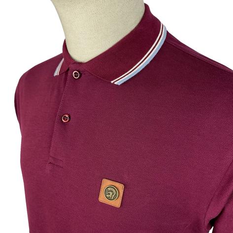 Trojan Records Tipped Pique Polo Shirt Port Thumbnail 2