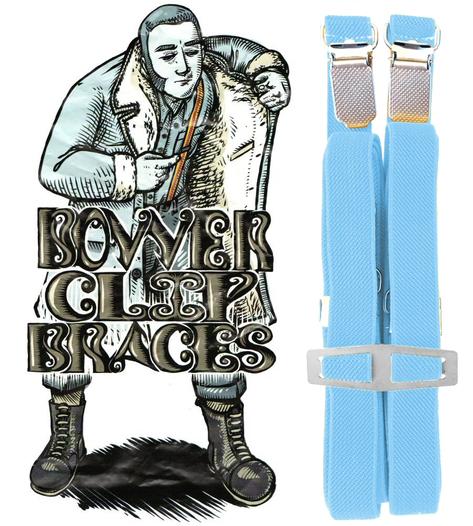 Bovver Clip Half Inch Skinny Braces Plain Sky Blue Thumbnail 2