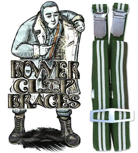 Bovver Clip Half Inch Skinny Braces Olive Stripe Thumbnail 2