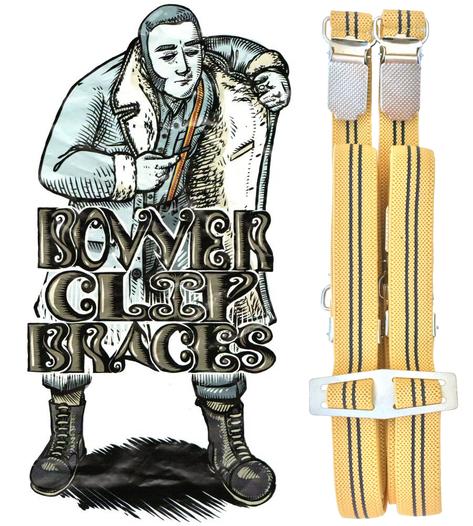 Bovver Clip Half Inch Skinny Braces Mustard Stripe Thumbnail 2