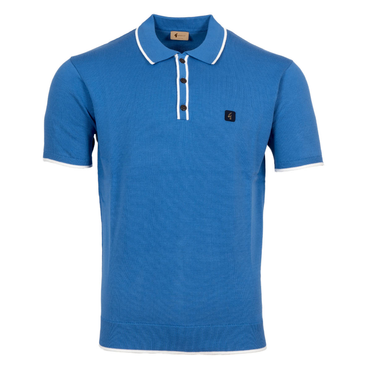 Gabicci Vintage Contrast Tipping Fine Gauge Knit Polo Shirt Blue ...