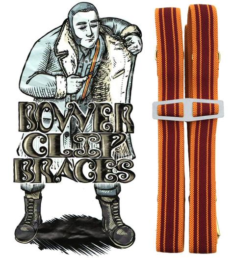 Bovver Clip 1/2 Inch True Grit Orange And Wine Slim Braces Thumbnail 2