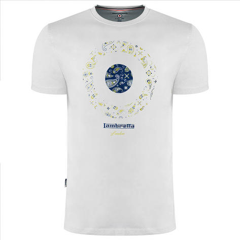 Lambretta Paisley Print T-Shirt White Thumbnail 1