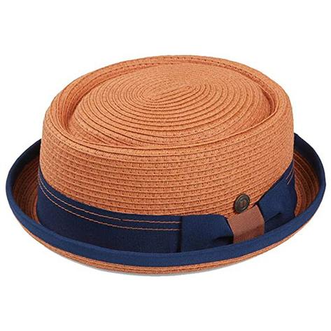 Dasmarca Retro Rude Boy Rico Straw Trilby / Pork Pie Hat Orange Thumbnail 1