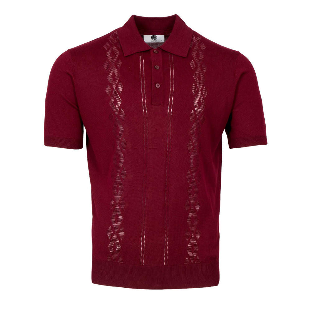 Art Gallery Textured Diamond Knit Polo Wine