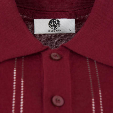 Art Gallery Textured Diamond Knit Polo Wine Thumbnail 3