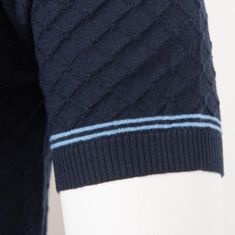 Art Gallery Fine Gauge Texture Knit Tipped Polo Navy Thumbnail 4