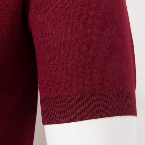 Art Gallery Fine Gauge Knit Stitch Detail Polo Wine Thumbnail 4