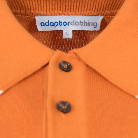 Adaptor Clothing Button Collar All Cotton Cable Knit Polo Orange Thumbnail 3