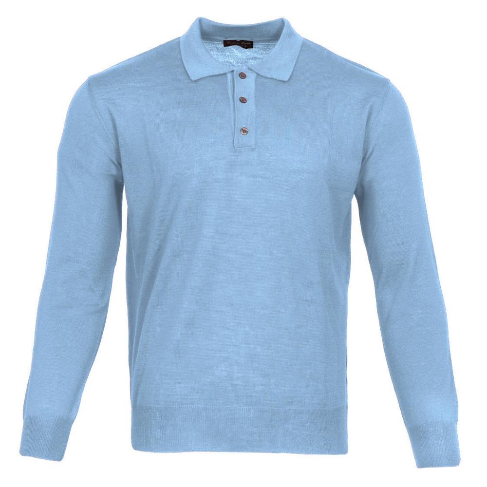 Franco Ponti Made in Italy Merino Wool Fine Gauge Knit POLO Sky