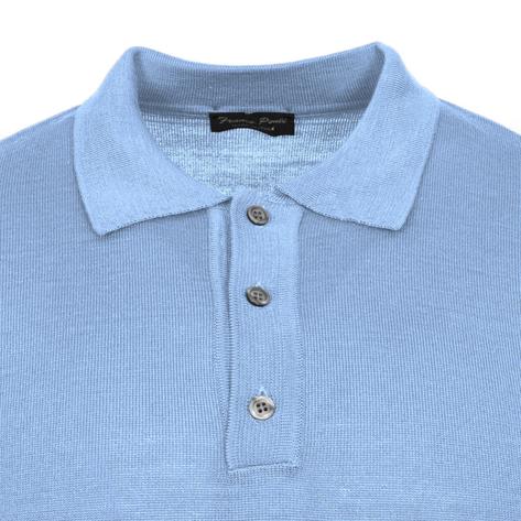 Franco Ponti Made in Italy Merino Wool Fine Gauge Knit POLO Sky Thumbnail 2