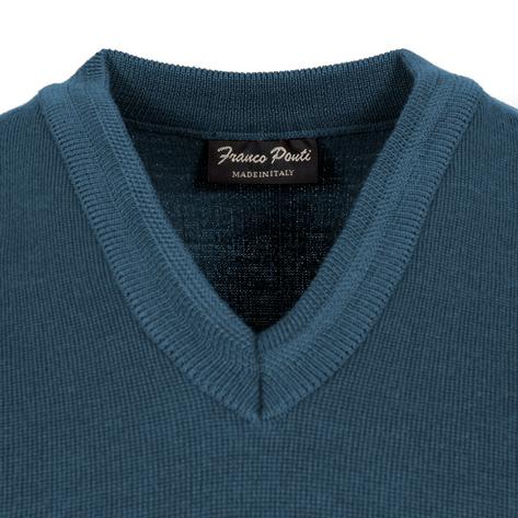 Franco Ponti Made in Italy Merino Wool V-Neck SLIPOVER Denim Thumbnail 2