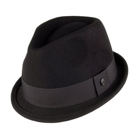 Crushable Wool Felt Stingy Brim Pork Pie Trilby Hat Black Thumbnail 1