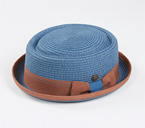 Dasmarca Retro Rude Boy Rico Straw Trilby / Pork Pie Hat Atlantic Blue