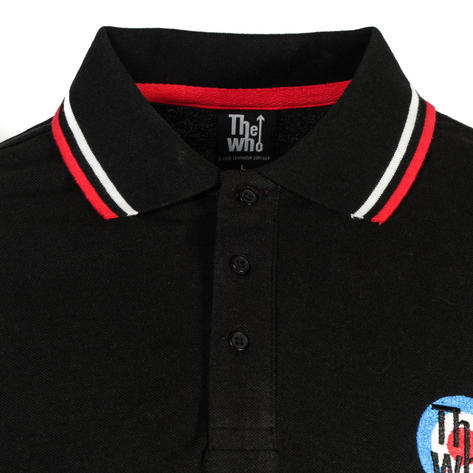 The Who 3 Button Twin Tipped Target Polo Shirt Black Thumbnail 2