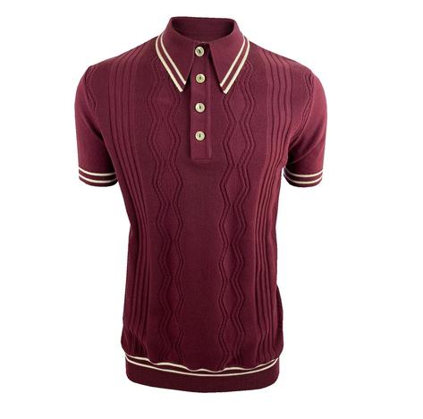 Ska & Soul Fine Texture Knit Short Sleeve Spearpoint Polo Plum Port Thumbnail 1