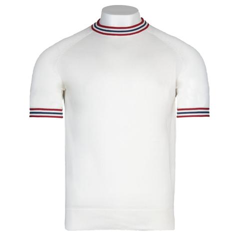 Adaptor Clothing Retro Mod All Cotton Tipped Sports Top Ecru Thumbnail 1