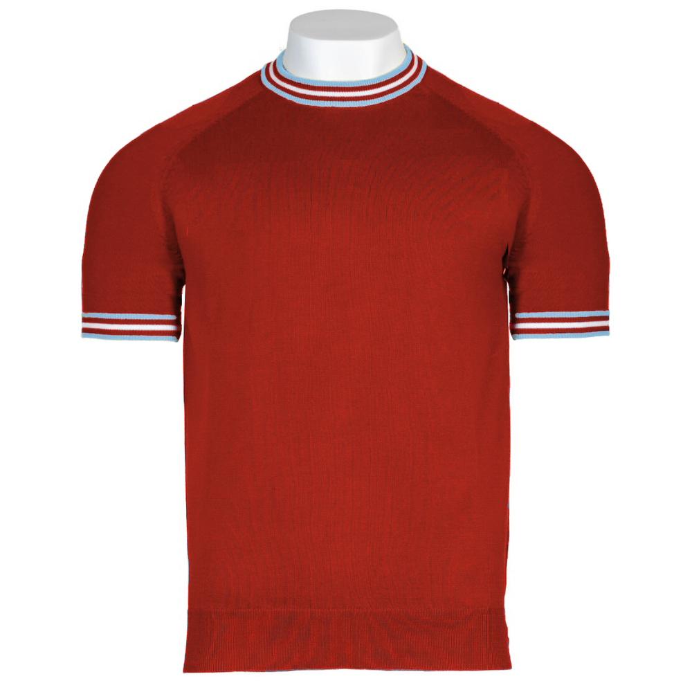 Adaptor Clothing Retro Mod All Cotton Tipped Sports Top Burgundy