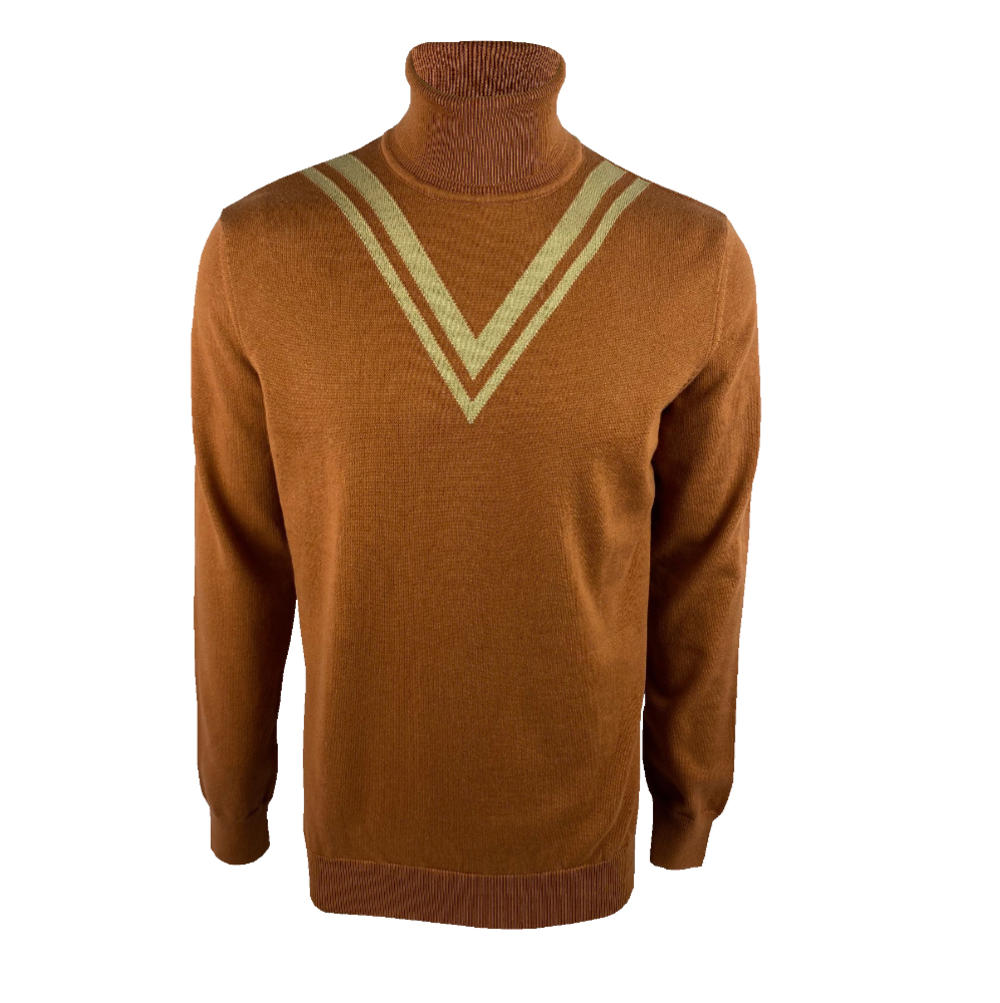 Ska & Soul Twin V Fine Gauge Cotton Roll Neck Ginger | Adaptor Clothing