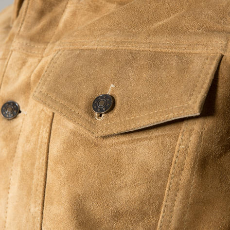 Adaptor Clothing Suede Trucker Jacket Caramel Thumbnail 3