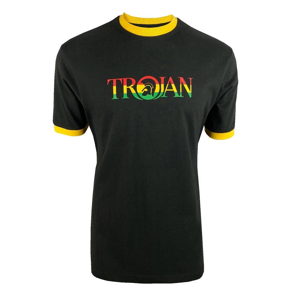 Trojan Records Helmet Logo Ringer T-Shirt Rasta