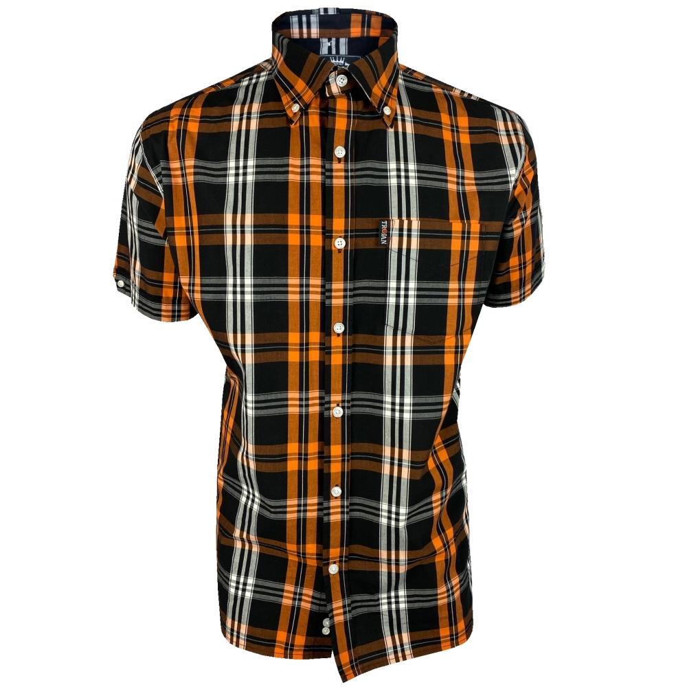 Trojan Records Check Shirt With Pocket Square Black and Orange