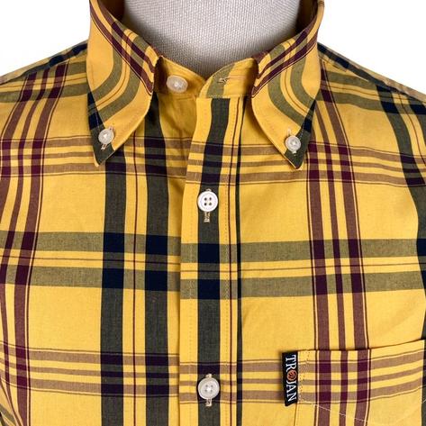 Trojan Records Check Shirt With Pocket Square Mustard and Wine Thumbnail 2